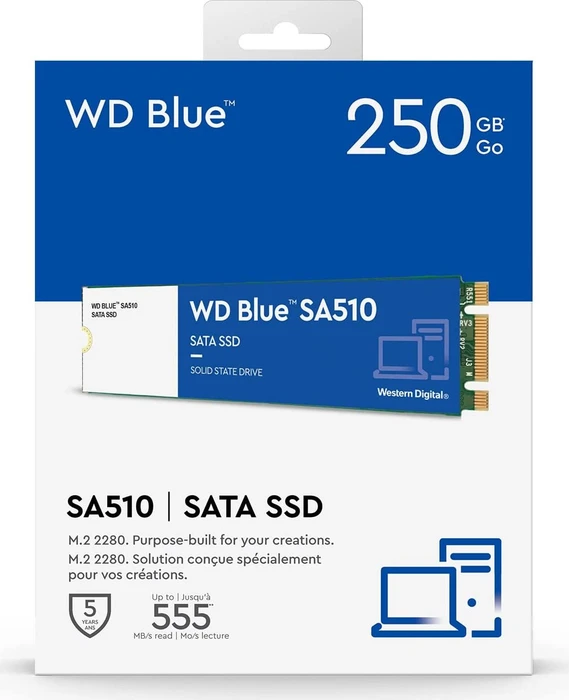 Western Digital WD Blue SA510 SSD 250GB, M.2 2280 / B-M-Key / SATA 6Gb/s