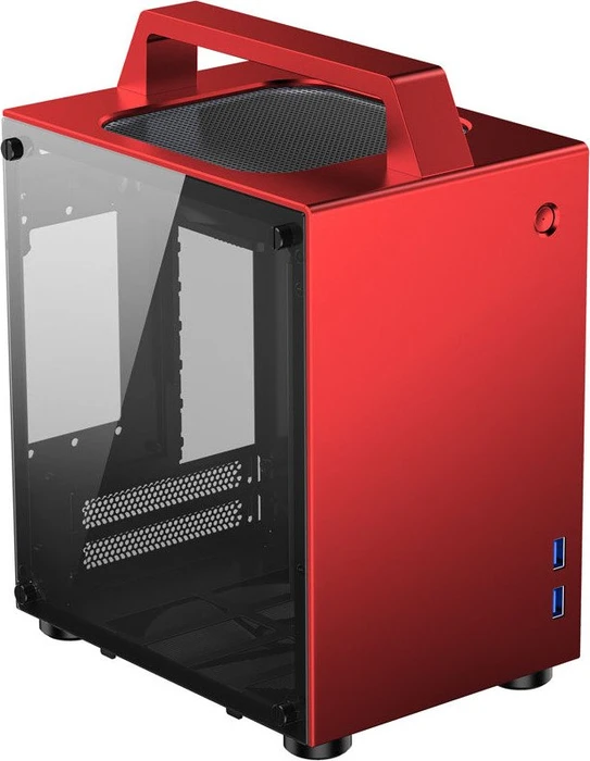 Jonsbo T8, rot, Glasfenster, Mini-ITX