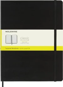 Moleskine Klassik Notizbuch, 190x250mm, kariert, fester Einband X-Large, schwarz, 192 Blatt