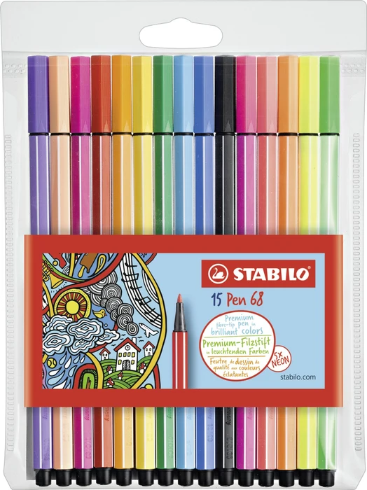 STABILO Pen 68 sortiert, 15er-Set, Etui