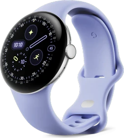 Google Pixel Watch 4 (Wi-Fi) 41mm Polished Silver mit Sportarmband Iris