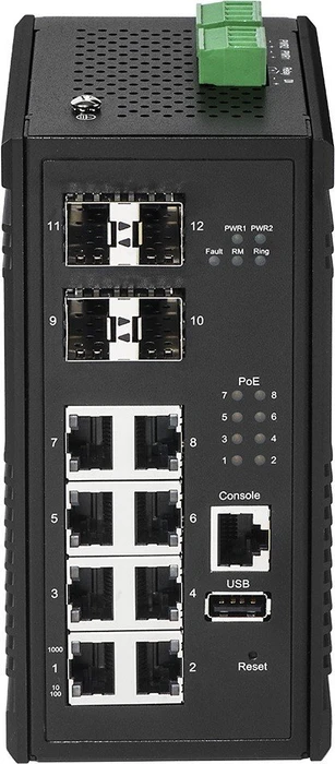 Edimax Pro IGS-5 Industrial Railmount Gigabit Managed Switch, 8x RJ-45, 4x SFP, 240W PoE+
