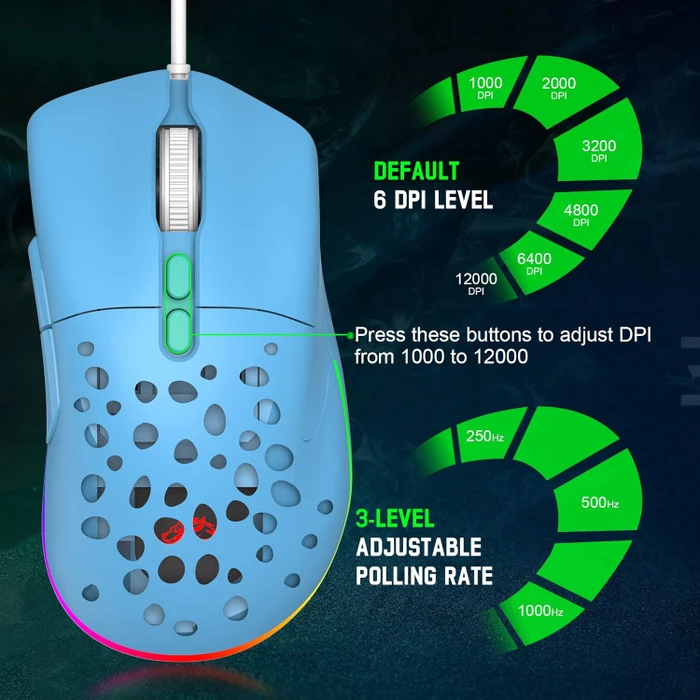 Ziyou Lang D19 RGB Gaming Mouse blau, USB