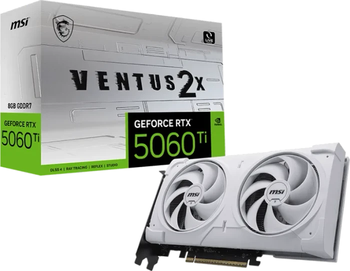 MSI GeForce RTX 5060 Ti 8G Ventus 2X White Plus, G506T8V2WP, 8GB GDDR7, HDMI, 3x DP