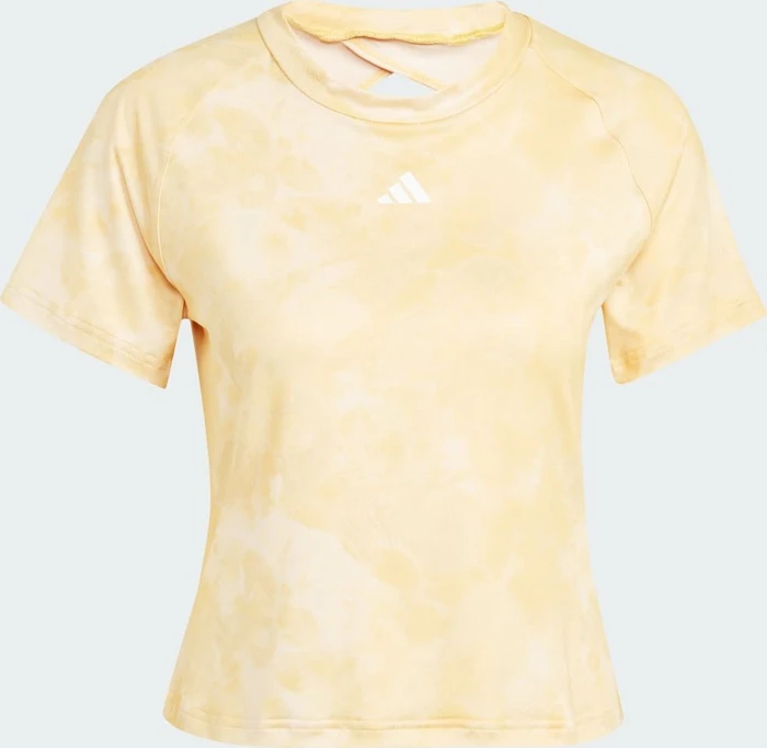 adidas Train Essentials AOP Flower Tie-Dye Funktionsshirt kurzarm crystal sand/semi spark (Damen)