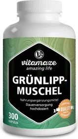 Vitamaze Grünlippmuschel Pulver 500mg hochdosiert Kapseln, 300 Stück
