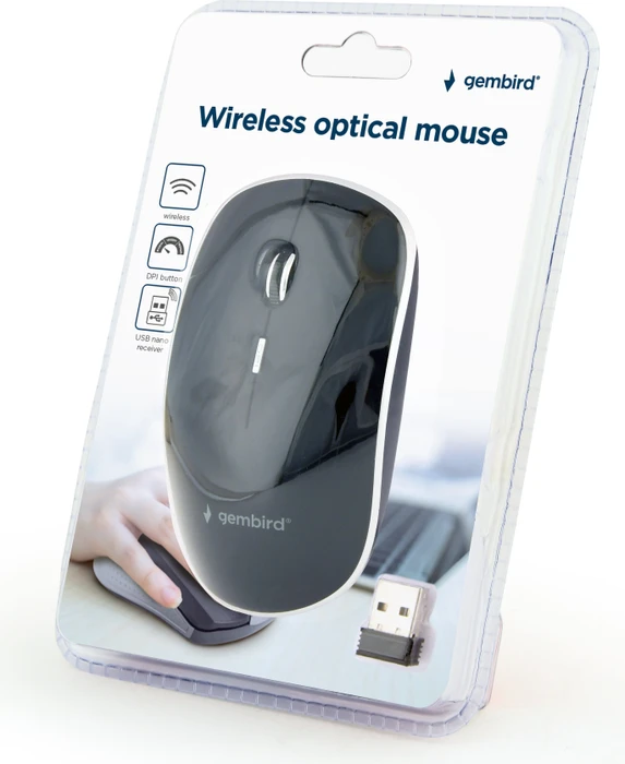 Gembird Silent Wireless Optical Mouse schwarz/silber, USB