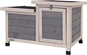 lionto Kleintierstall aus Holz, grau/braun
