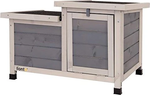 lionto Kleintierstall aus Holz, grau/braun