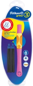 Pelikan griffix 3 Tintenroller (Patrone) berry pink, Rechtshänder, Blister