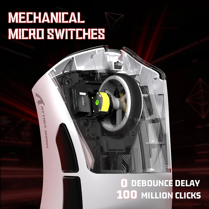 Attack Shark V3 Tri-mode Wireless Gaming Mouse, weiß, USB/Bluetooth