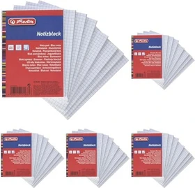 Herlitz Notizblock, A6, kariert, 50 Blatt,       8er-Pack