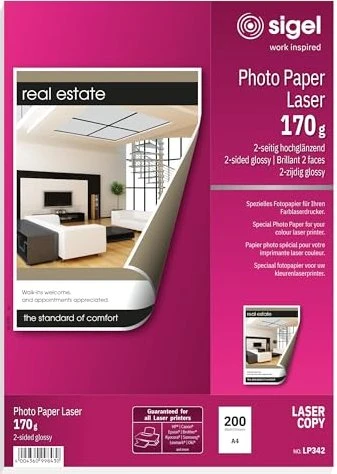 Sigel Farblaser Fotopapier hochglänzend weiß, A4, 170g/m², 200 Blatt