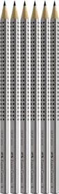 Faber-Castell Grip 2001 Bleistift H graphit, silber, 6er-Pack