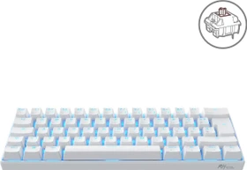 RK Royal Kludge RK61 60% Wireless, weiß, LEDs blau, Kailh BROWN, USB/Bluetooth, DE
