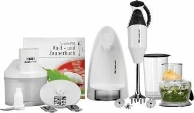 ESGE Zauberstab Stabmixer M 200 Superbox 90750 | Küchenmixer Set | 200 Watt | 2 Stufen | Edelstahl Klingen | Weiß Image