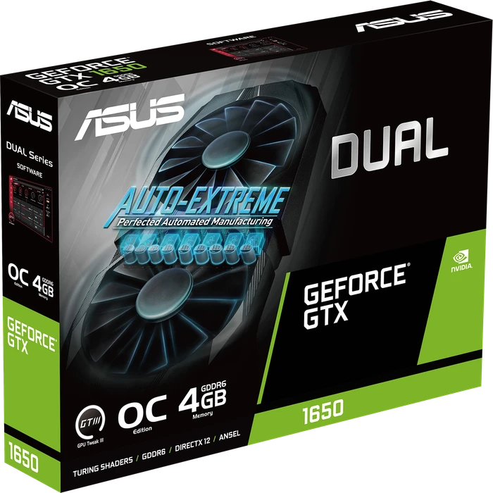 ASUS Dual GeForce GTX 1650 OC V2, DUAL-GTX1650-O4GD6-P-V2, 4GB GDDR6, DVI, HDMI, DP