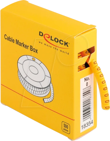 DeLOCK Kabelmarker Box, Nummer 0, gelb, 500 Stück