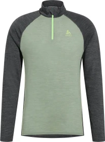 Odlo Performance Wool 150 Baselayer Halfzip Funktionsshirt langarm matte green/dark grey melange (Herren)