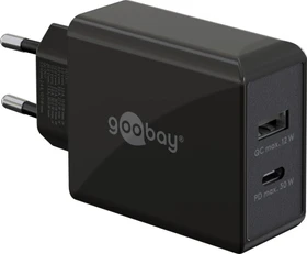 Wentronic Goobay USB-C PD Dual-Schnellladegerät 30W schwarz