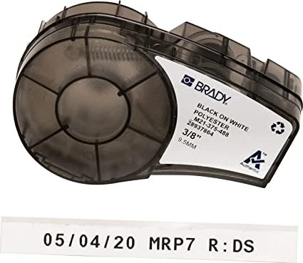 Brady Polester White Matte Beschriftungsband, 9.5mm, schwarz/weiß