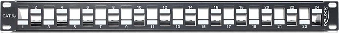 DeLOCK Patchpanel für RJ-45 Keystone Module, abgestuft, 19", 24-Port, 1HE, 19", 1HE, schwarz