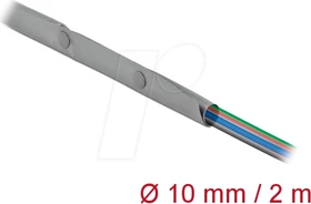 DeLOCK Kabelschutzschlauch mit Knopfverschluss, hitzebeständig, 10mm, 2m, grau/schwarz