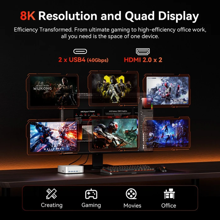Geekom A7 Max, Ryzen 9 7940HS, 16GB RAM, 1TB SSD