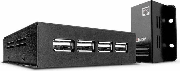 Lindy Cat.5 Extender, schwarz, 4x USB-A 2.0, RJ-45, USB-B 2.0 [Buchse]