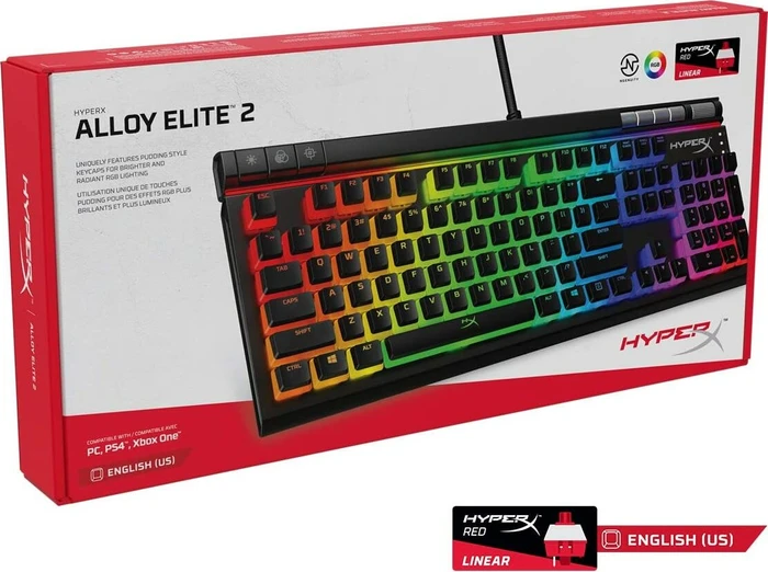 HP HyperX Alloy Elite 2, LEDs RGB, HyperX RED, USB, FR