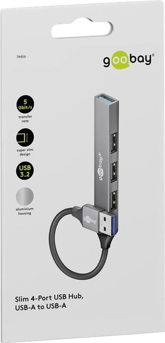 Wentronic goobay Slim 4-Port USB-Hub, 1x USB-A 3.0/3x USB-A 2.0, USB-A 3.0 [Stecker]