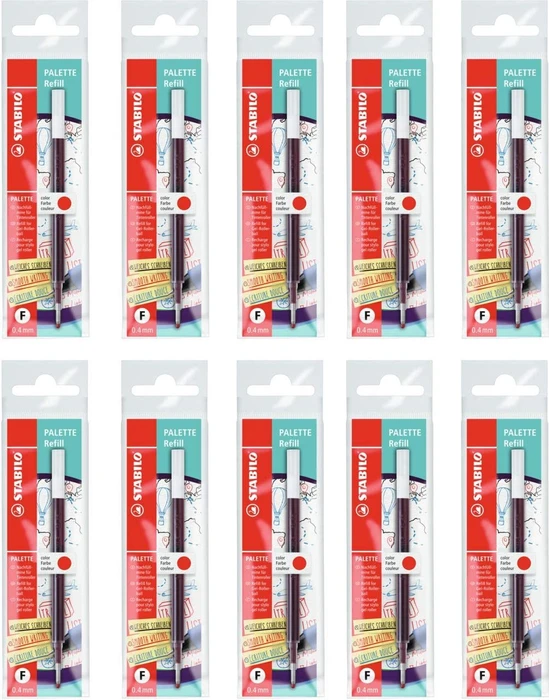 STABILO Palette Refill Tintenrollermine 0.4mm rot, 10er-Pack