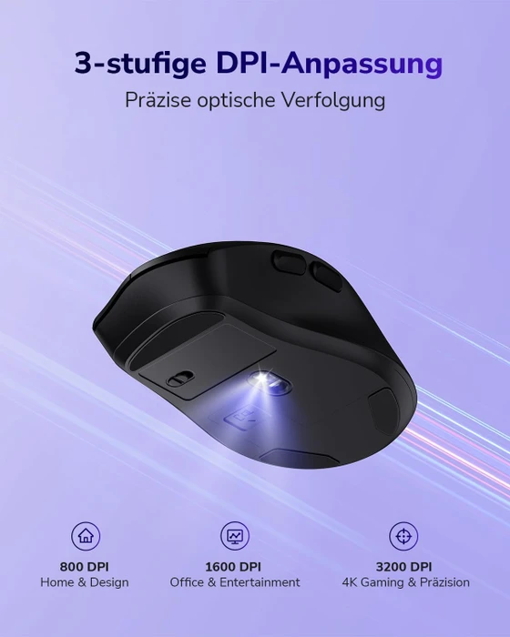 Cudy MS9945 Ergonomic Wireless Mouse, schwarz, USB/Bluetooth