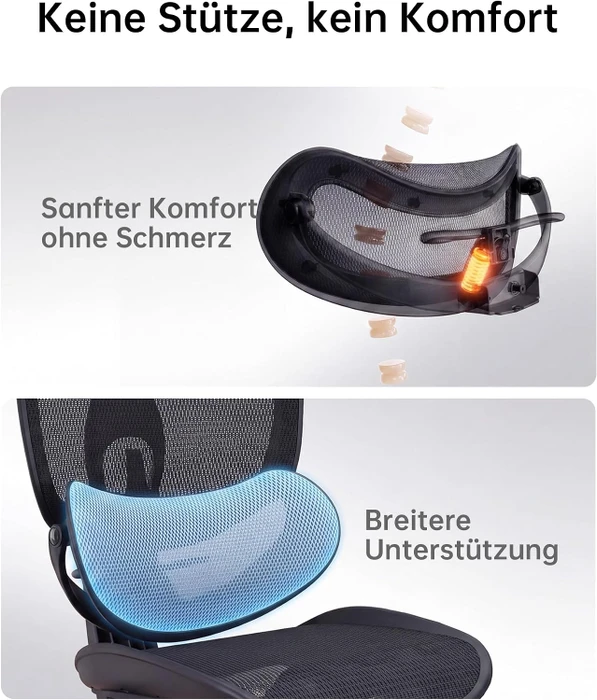Sihoo Doro C300 Pro V2 adaptiver ergonomischer Bürostuhl, mit Fußstütze, schwarz