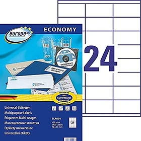 europe100 Etiketten, 70x35mm, weiß, 100 Blatt (2400 Etiketten)