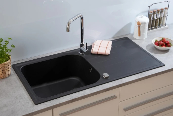 Respekta Orlando 1000x500mm Einbau Becken reversibel schwarz