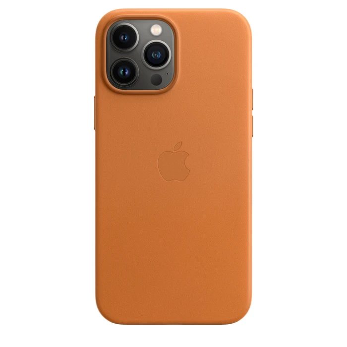Apple Leder Case mit MagSafe für iPhone 13 Pro Max goldbraun