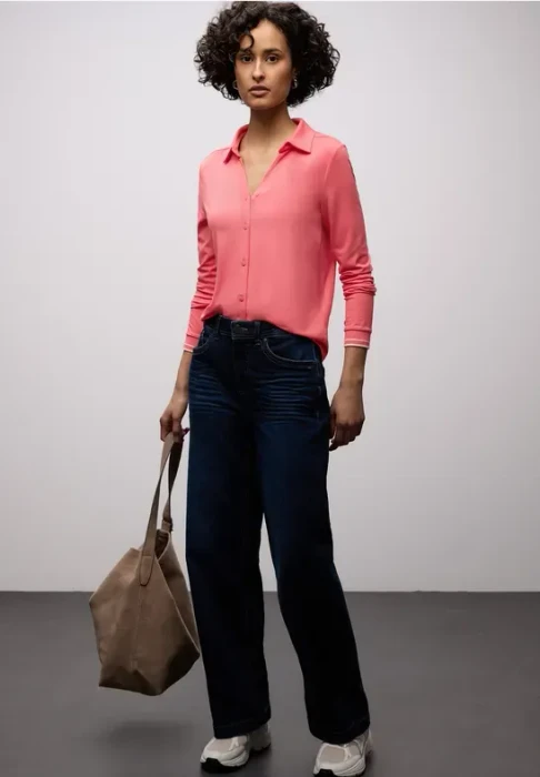 Street One Shirt mit College-Details Hemd langarm striking coral (Damen)