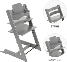 Stokke Tripp Trapp inkl. Baby-Set 2in1 Buche grau