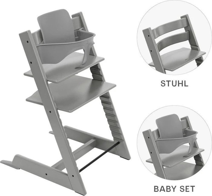 Stokke Tripp Trapp inkl. Baby-Set 2in1 Buche grau