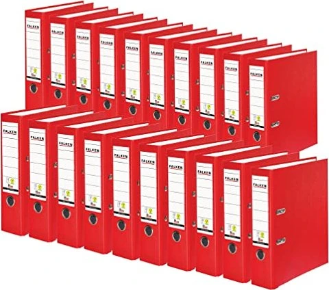 Falken Color Ordner 2-Ring PP, 80mm, A4, rot, 20er-Pack