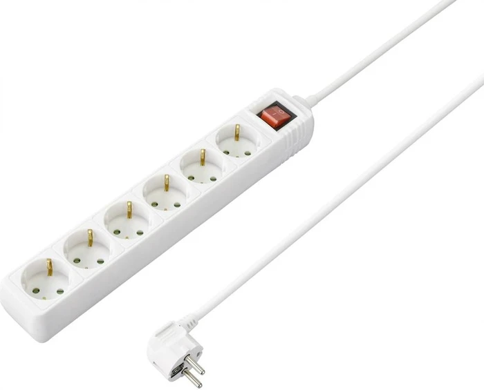 Sygonix Schutzkontakt Steckdosenleiste, 6-fach, 1.4m, weiß