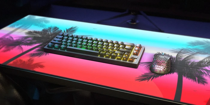 Cherry Xtrfy GP5 Miami XL Gaming Mauspad, 920x400mm, Palmen-Motiv blau/rot
