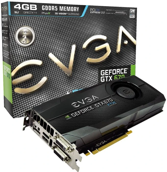 EVGA GeForce GTX 670 FTW, 4GB GDDR5, 2x DVI, HDMI, DP