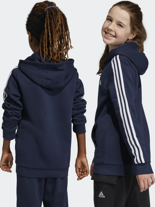 adidas Essentials 3-Streifen Fleece Hoodie legend ink/white (Junior)