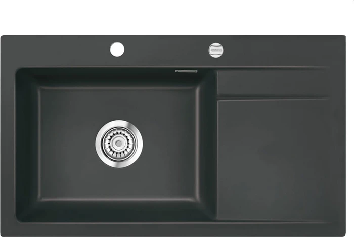 systemceram Stema 86 SL Einbau Becken links mit Ablauffernbedienung schiefer