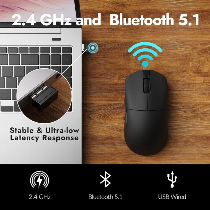 Keychron Lemokey G1 8K Wireless Mouse schwarz, USB/Bluetooth