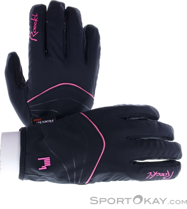 Roeckl Elena 2 Laufhandschuhe schwarz/rosa (Damen)