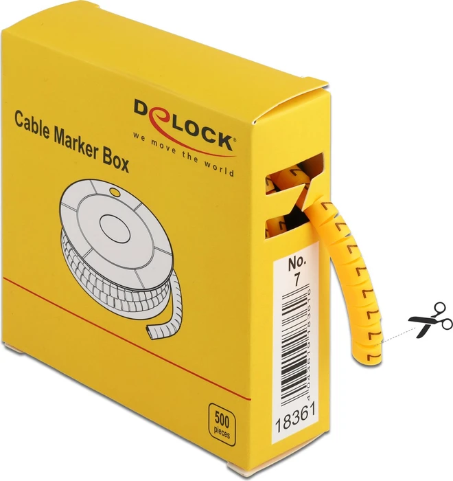 DeLOCK Kabelmarker Box, Nummer 7, gelb, 500 Stück
