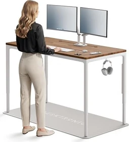 Desktronic HomeMax Sitz-Steh-Schreibtisch 160x80cm Nussbaum/weiß